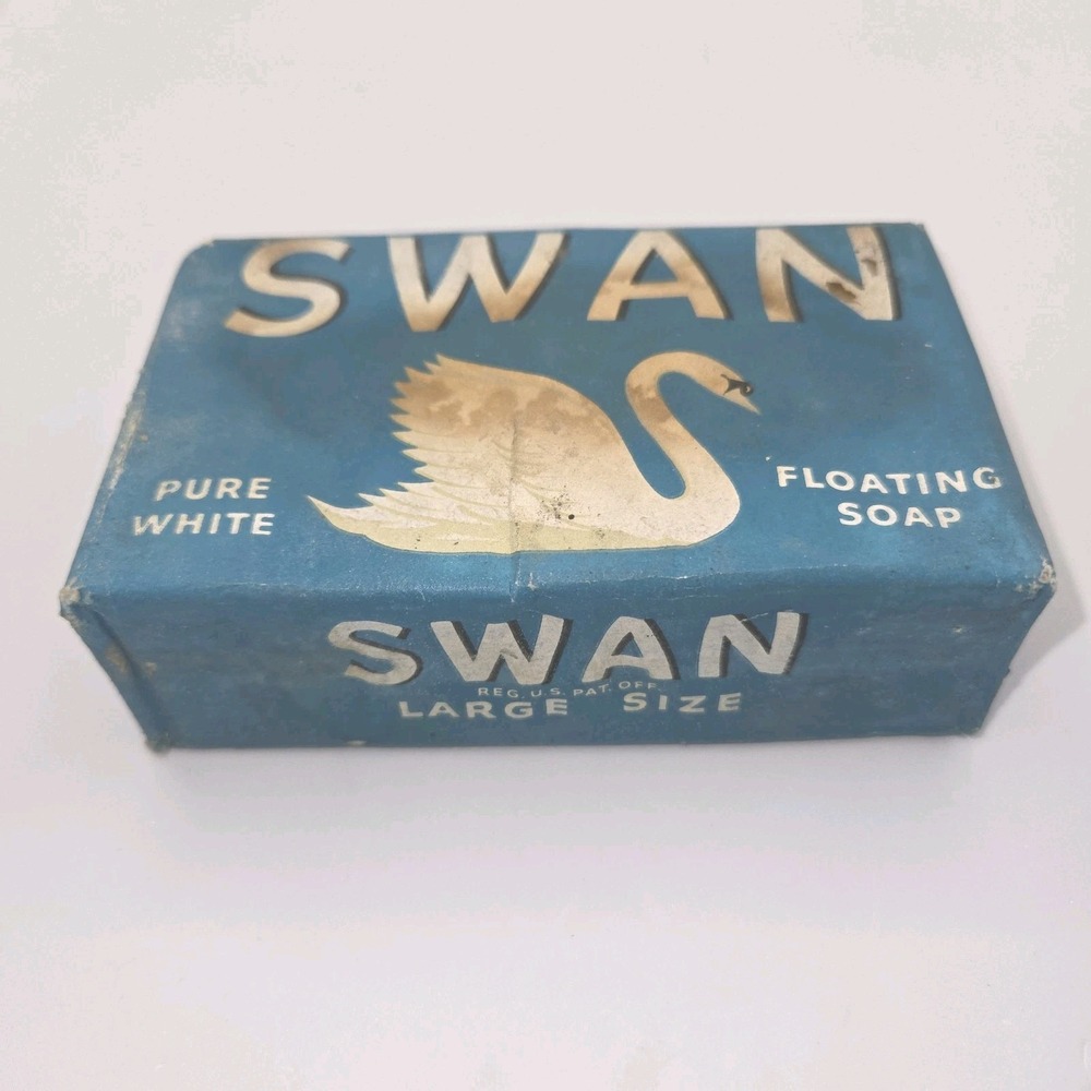 Vintage 1940s Swan Floating Soap Large Size Lever Brothers Blue Wrapper NOS